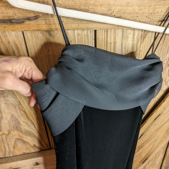 Vtg Betsy & Adam Velvet chiffon Dress Black Size 3/4 Spaghetti straps Zipper W-1 - Picture 13 of 15